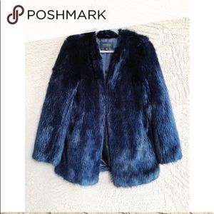 Ann Taylor Navy Fur Coat